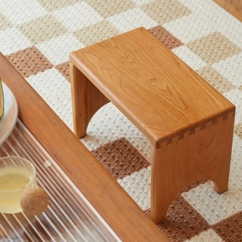 Removable Small Stool Cherry Wood Shoe Changing Stool Portable Mini Low Stools Children Living Rooms Furniture Accessories HQ170