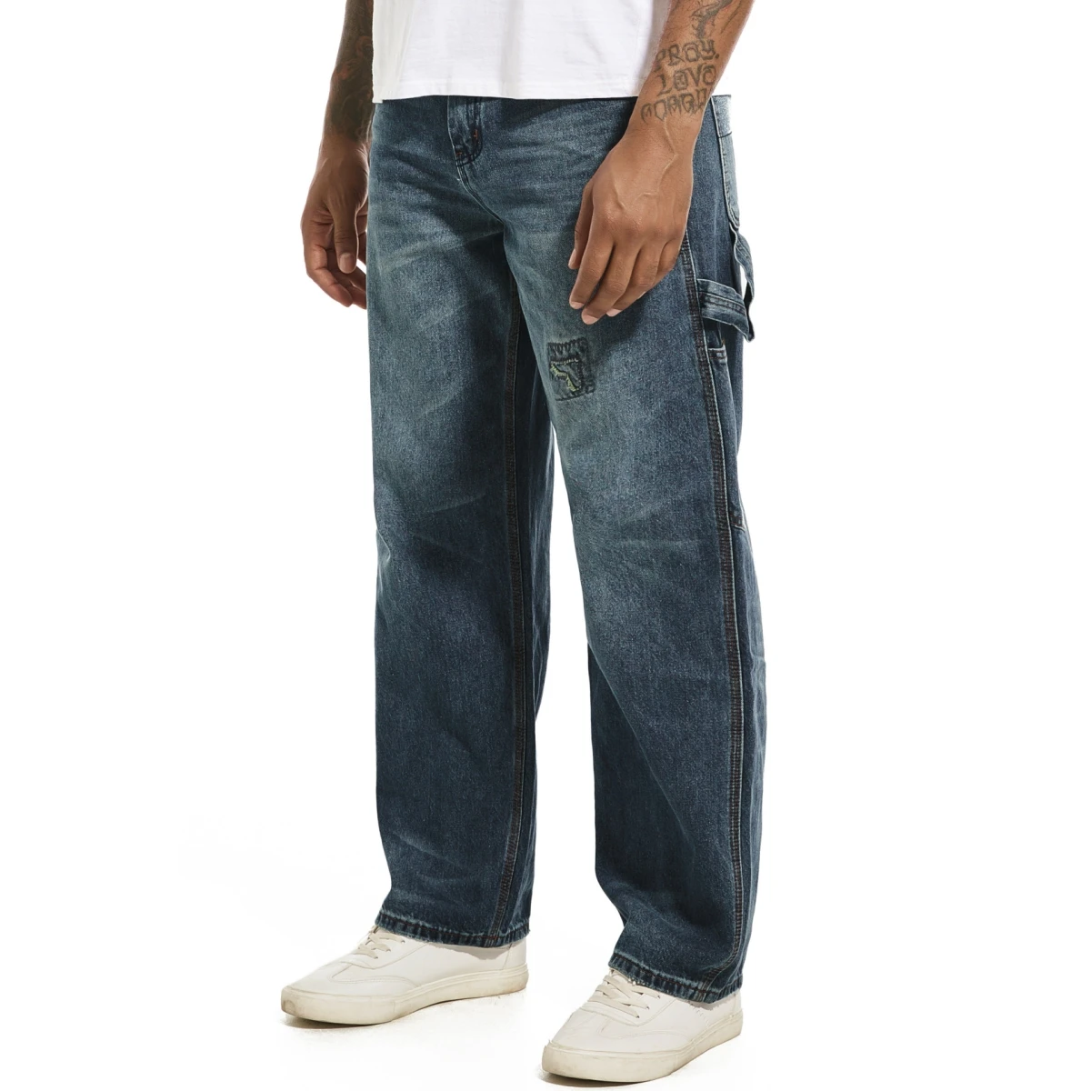 

Men's Loose Fit Straight Leg Vintage Work Pants Heavy Duty Cotton Carpenter Trousers for Logging Workwear Style Sizes 28-42
