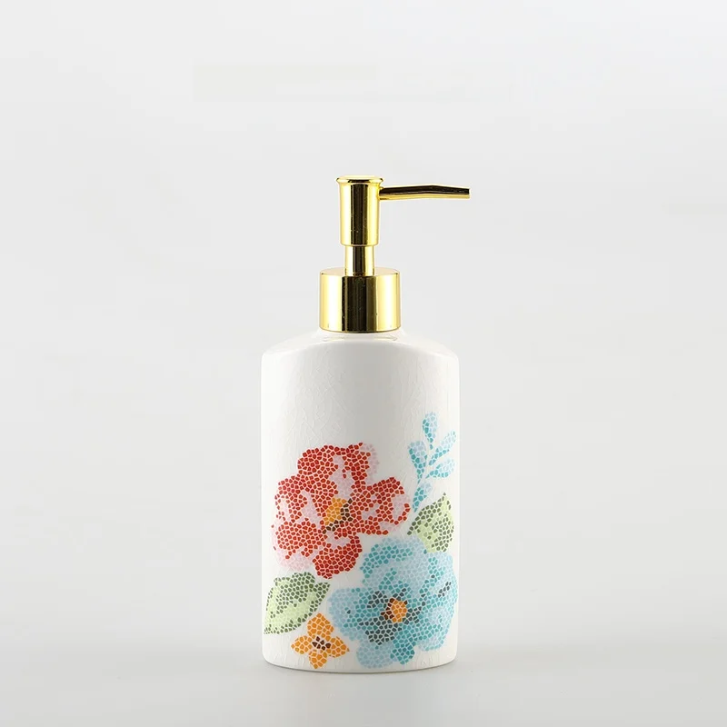 

KULE HOME Ceramic Soap Dispenser Hotel Bathroom Shower Gel Bottle Hand Sanitizer Press Bottle Liquid Cream Separator Bottle