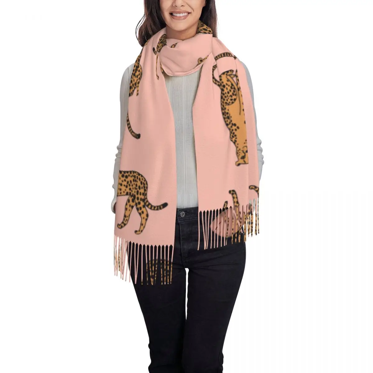 Doodle Cheetah Leopard Women's Scarf Pashmina Shawls and Wraps for Evening Dresses Travel Cashmere Feel Large Scarves