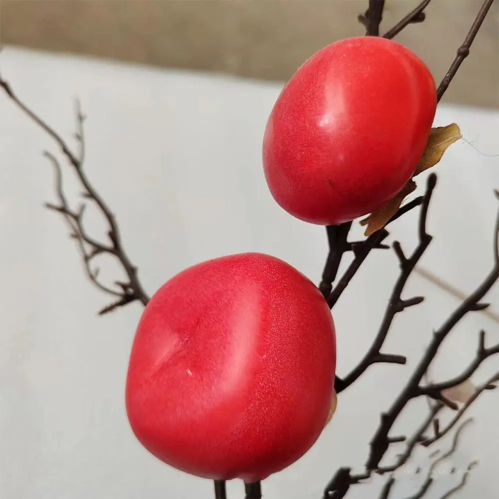 Mini Artificial Foam Persimmon Vegetable Realistic Simulation Fruit Funny Handicrafts Fake Persimmon Home Decorations