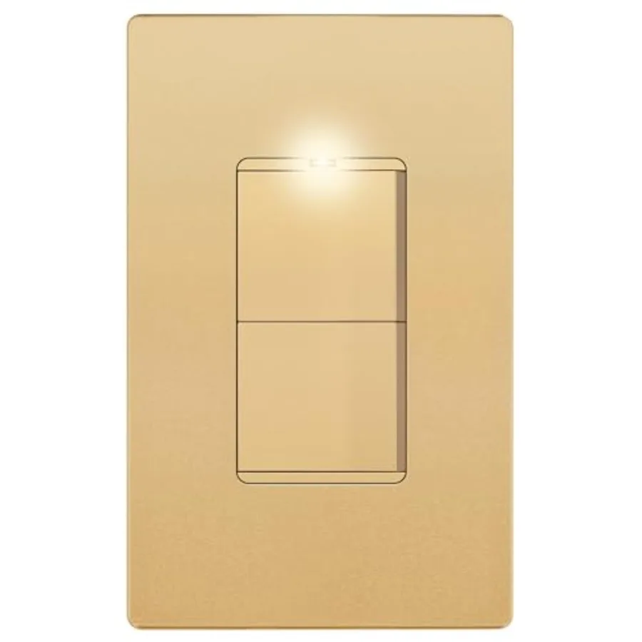 

Lighted Double Switch with Screwl Wall Plate, Combination Framel Decorator Switch with Locator Light, Ground Terminal, Single P
