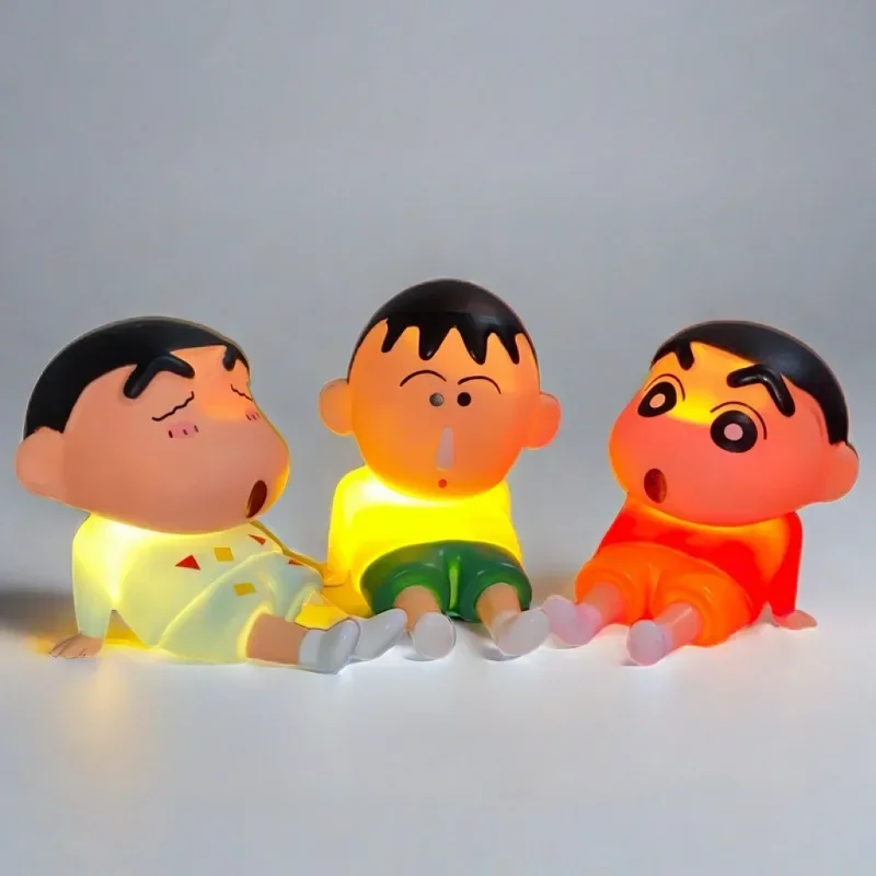 Anime Crayon Shinchan Mobile Phone Holder Cartoon Crayon with Light Ornaments Wholesale Cute Kids Toys Kawaii Collect Model Gift