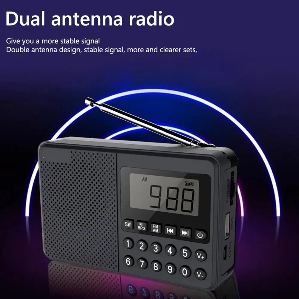 Портативный MP3-плеер FM/AM/SW с двойной антенной, полнодиапазонный динамик, поддержка MP3 2,1, светодиодный USB-канальный Stick/TF-карта, радиодисплей Dig O9A5 Портативный MP3-плеер FM/AM/SW с двойной антенной, полнодиапазонный динамик, поддержка MP3 2,1, светодиодный USB-канальный Stick/TF-карта, радиодисплей Dig O9A5