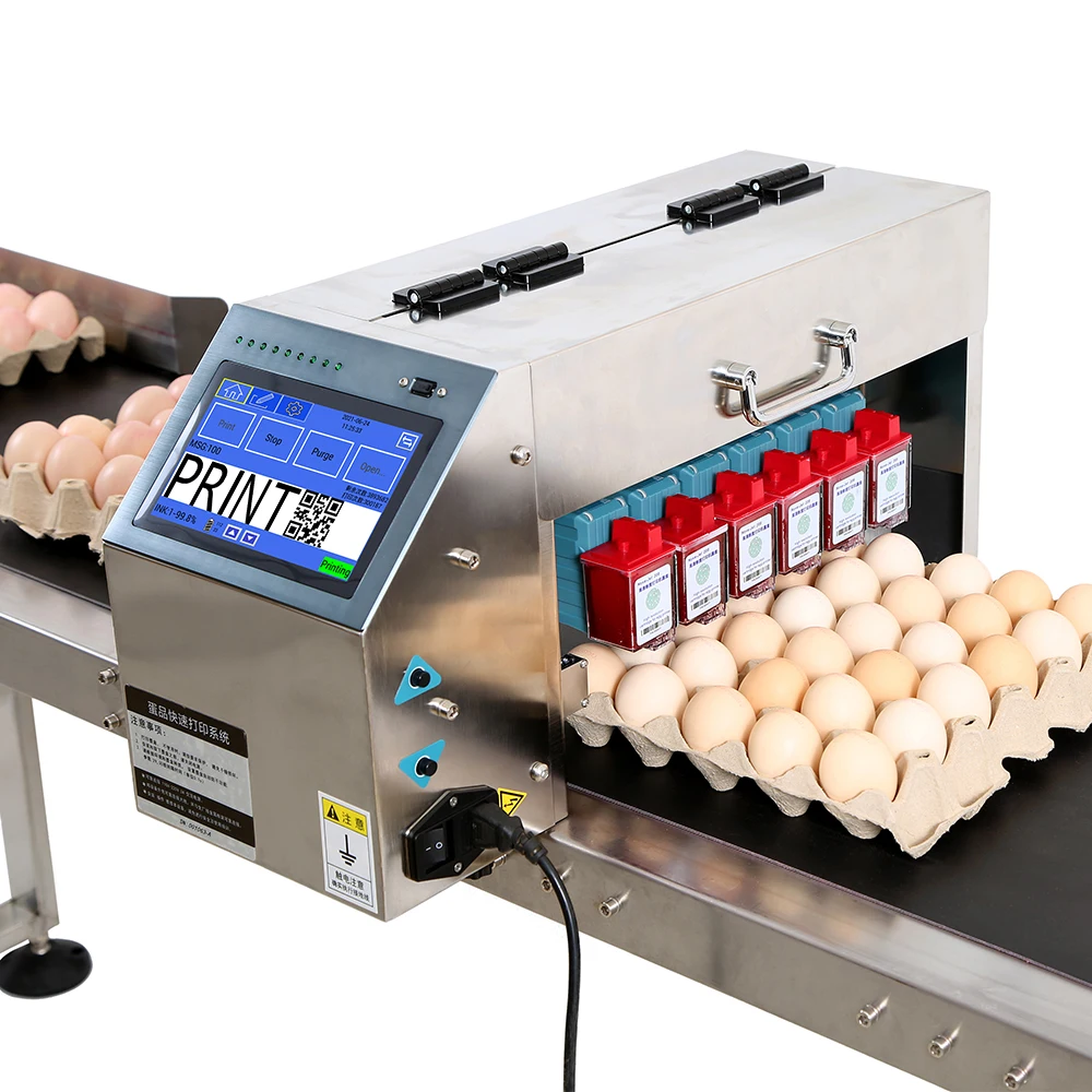 Faith 6 lines egg Inkjet Printer Printing Device For QR Barcode Variable Date Expiry Date Number Logo on Egg