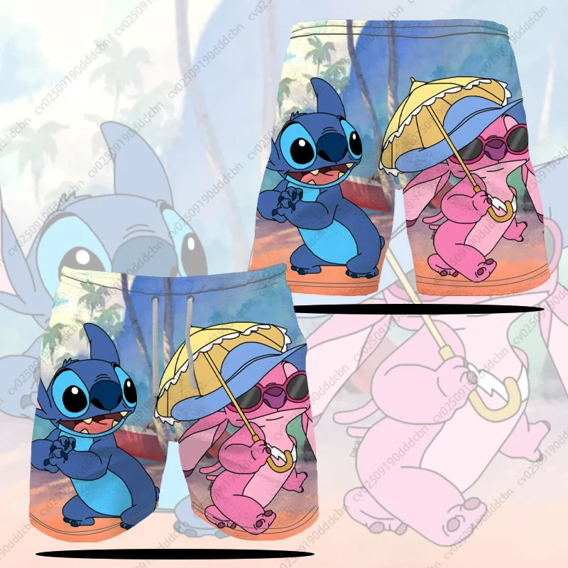 

Disney Lilo & Stitch Cartoon Cute Print Beach Pants Summer Men Woman Breathable Quick-dry Shorts Fashion Couple Casual Shorts