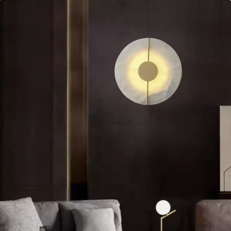 The background of the Spanish snowflake marble living room wall lamp is full of copper and stone corridor wall lamps