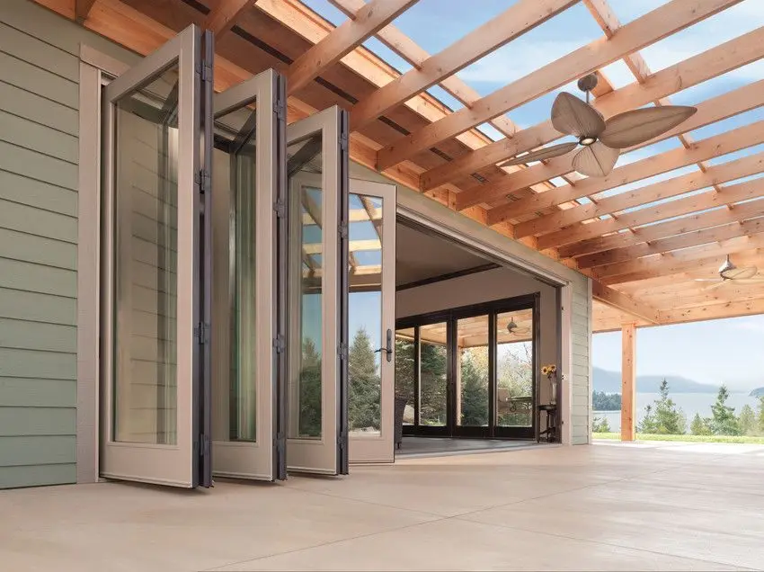 

Easy To Install Soundproof Folding Door Modern Exterior Design Aluminum Frame Glass Accordion Doors Space Saving Stacking Doors