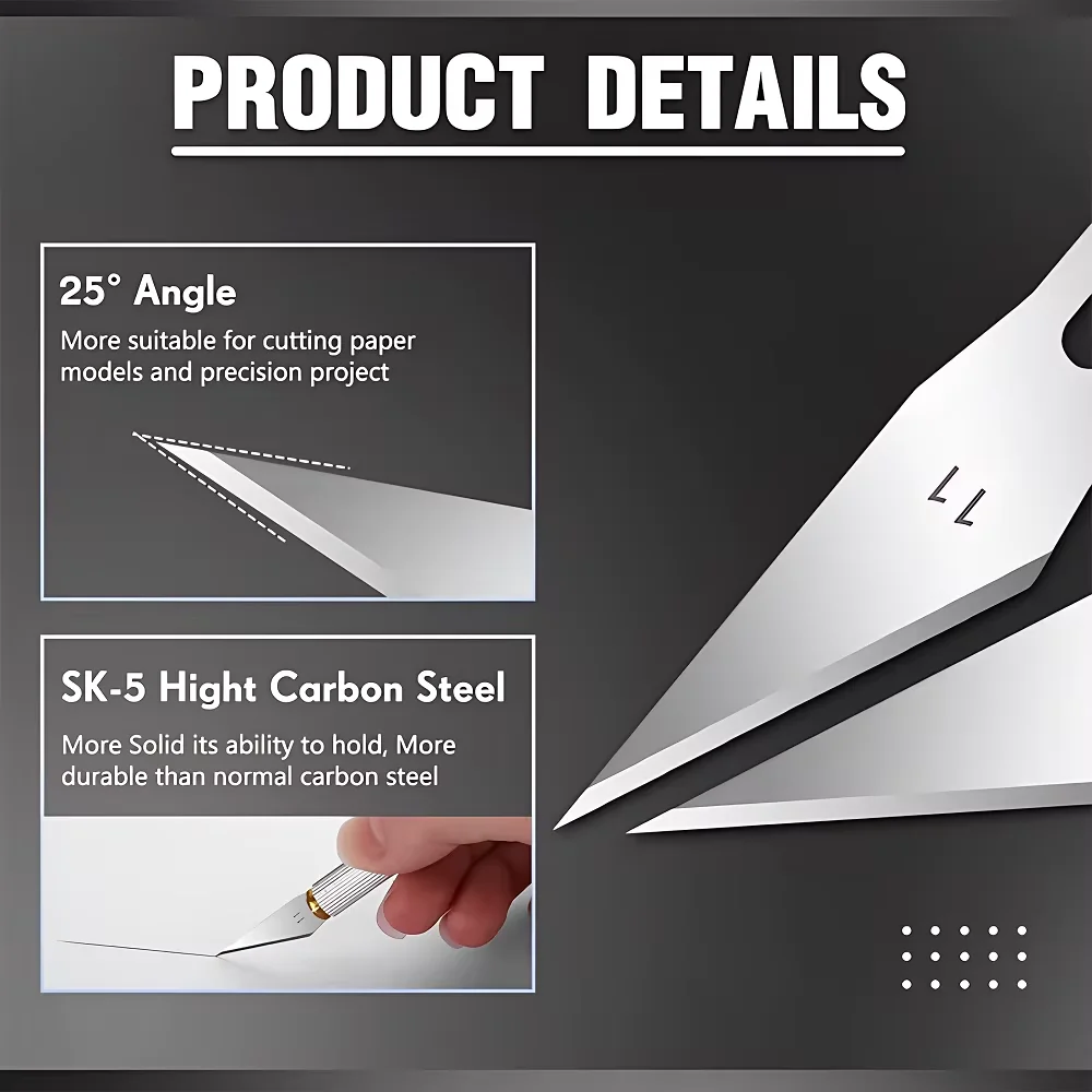 50/100 Pieces Handmade Blades Stainless Steel Engraving Metal Wood Carving Knife Replacement Handmade Blades