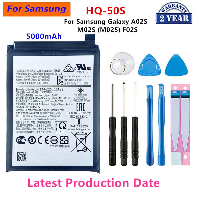 

Brand New HQ-50S 5000mAh Replacement Battery For Samsung Galaxy A02S M02S (M025) F02S Mobile Phone Batteries+Tools