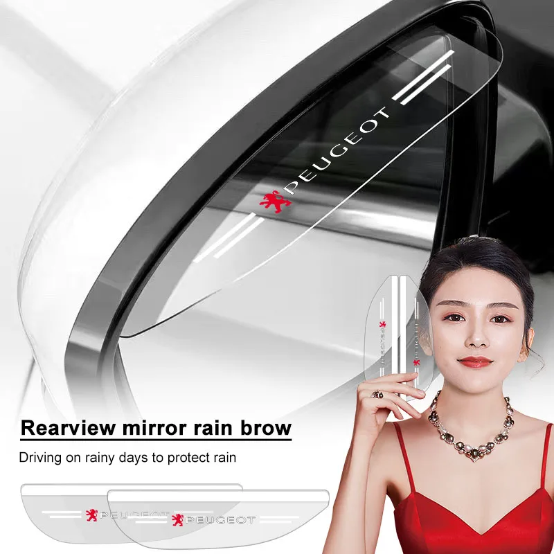 2Pc Car Rearview Mirror Rain Eyebrow Cover Rainproof Side Shield Sticker  For Peugeot 3008 4008 2008 5008 4007 6008 107 BB1 HX1