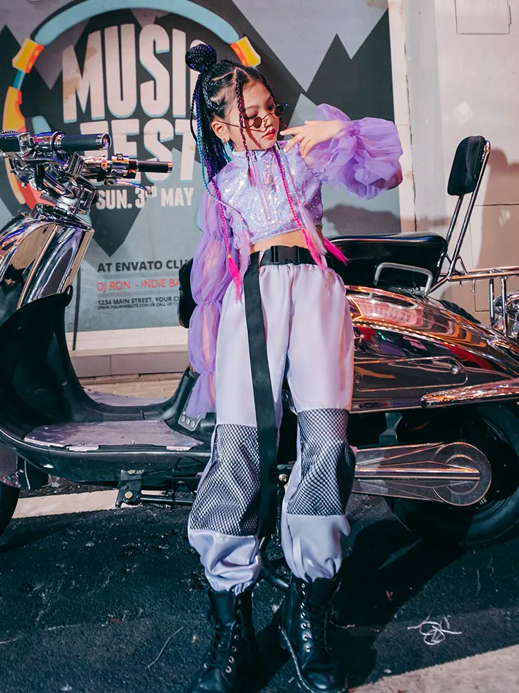 

ZZL K-pop Stage Outfits Urban Dance Jazz Dance Suit Children's Hip-hop Clothes Fashion Catwalk Performance Clothes for Girls