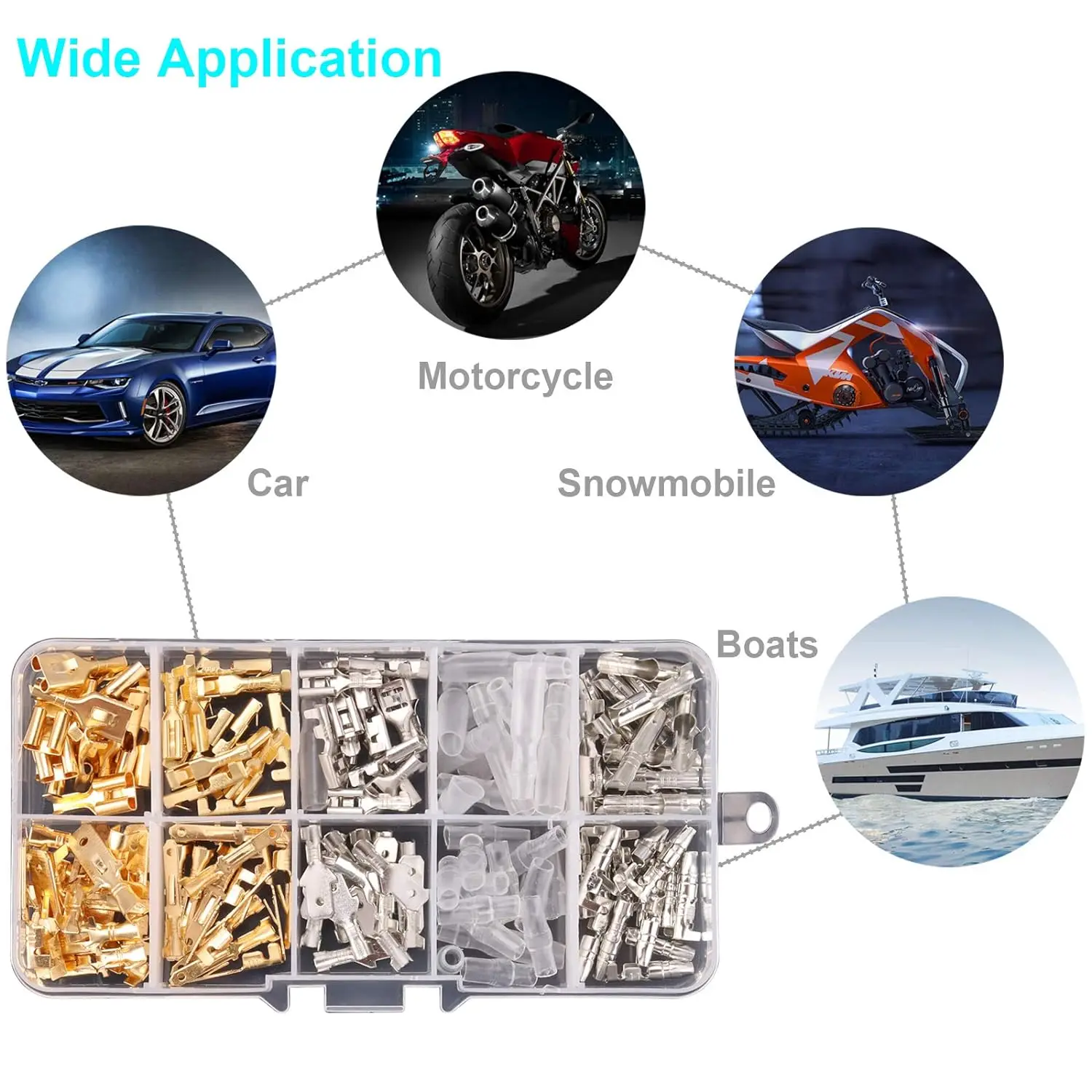 150PCS 2.8/4.8/6.3mm Wire Spade Connector 3.9mm Bullet Connectors Kit Male and Female Wire Connectors for DIY Motorcycle Boat
