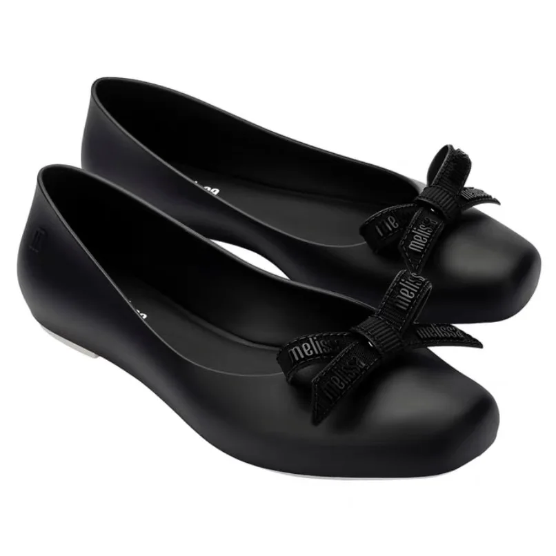 

Melissa Women Flats Comfort Ballerina Shoes 2025 Summer New Shallow Mouth Non-slip Ladies Loafers Elegant Bowknot Women Single