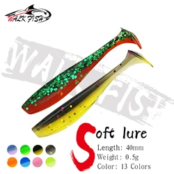 WALK FISH 20PCS 40mm 0.5g Soft Lure Silicone Bait T Tail  Shad Wobbler Fishing lure Sea Worm Swimbait Streamer Silicone Lure