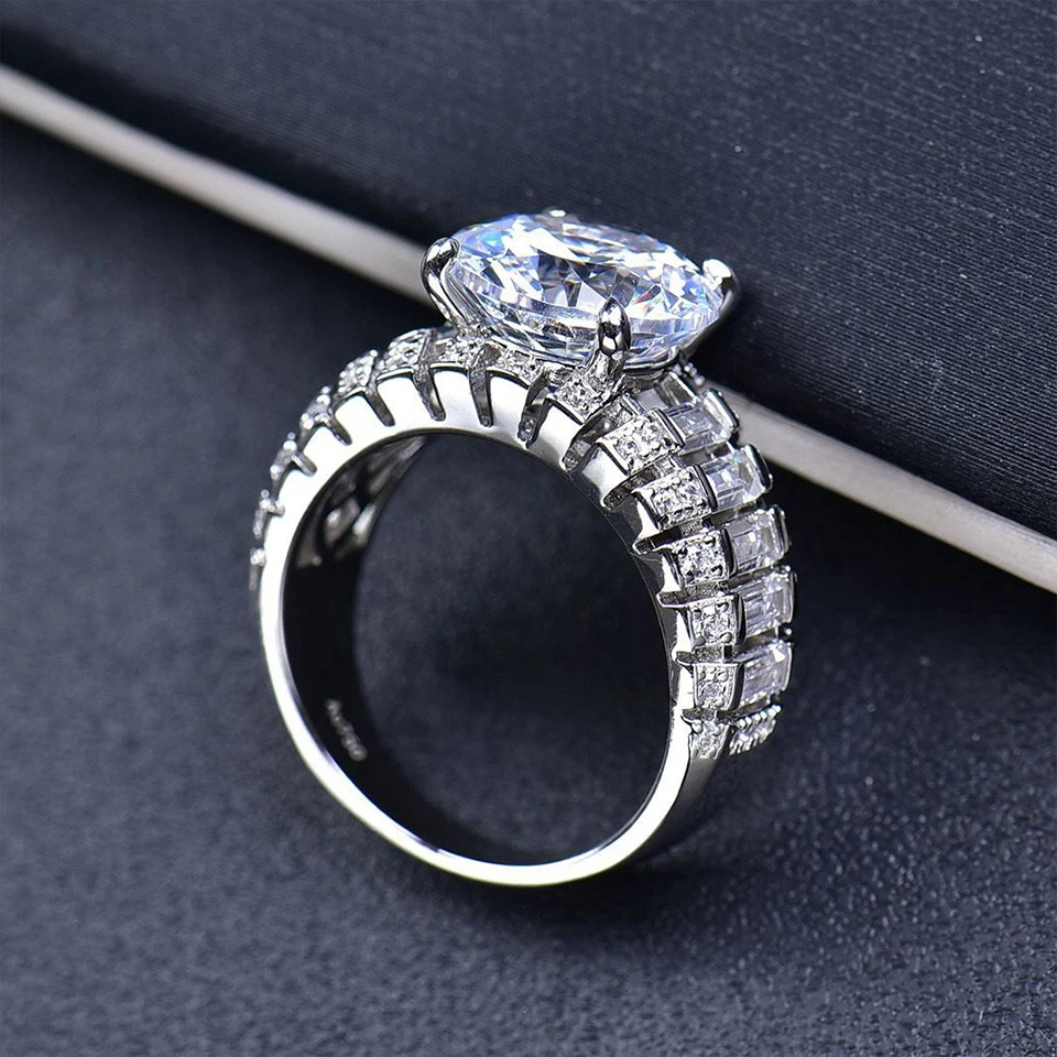 Houtros 5ct D Color VVS1 Moissanite Rings for Women 925 Sterling Silver Plated Pt950 Sparking Diamond Band Luxury Jewelry GRA
