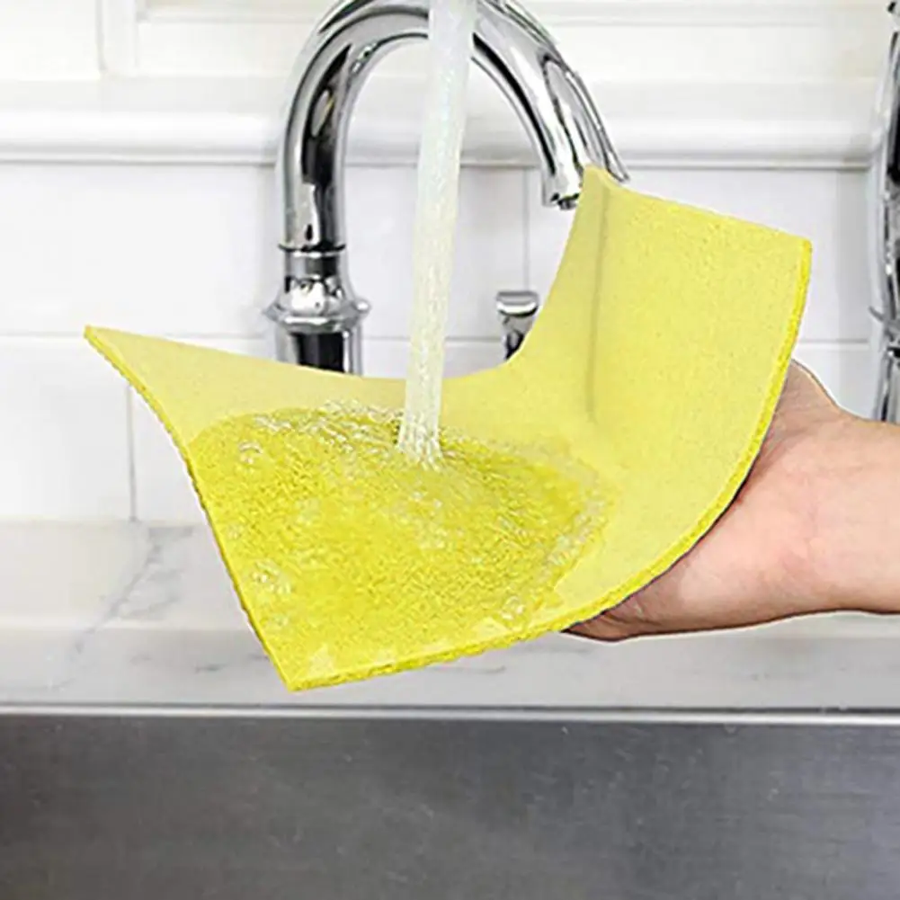 Washable Dishcloth Kitchen Dishcloth 10pcs Oil-proof Absorbent Kitchen Cellulose Sponge Dishcloth Quick Drying Scratch Free