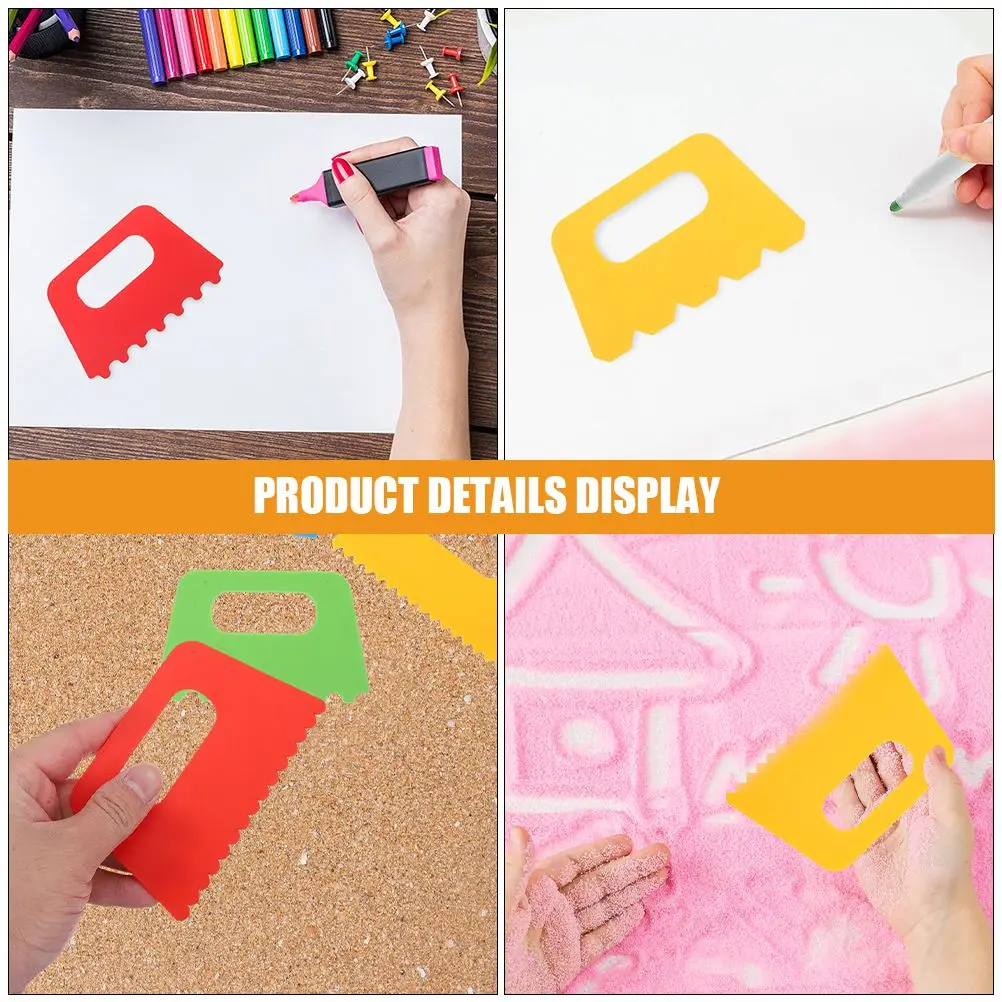 12 Pcs Sand Painting Brush Plastic Craft Scraper Tool Children Colorful Pigment Drawing Set Paint Scraping Kit Project
