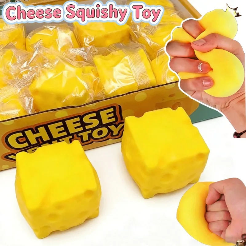Jouet anti-stress portable en forme de fromage à presser, boule souple à rebond lent pour la décoration de bureau, jouet de décompression pour enfants et adultes, cadeau