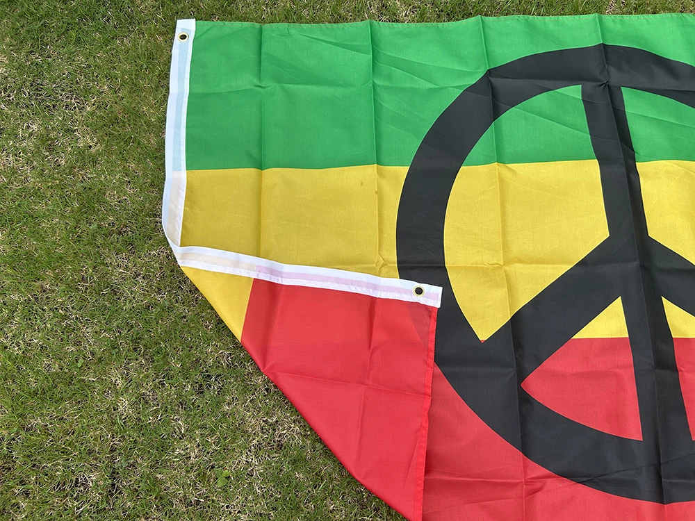 SKY FLAG Bandera Rasta paz – Poliéster verde, amarillo, rojo y negro - imagen 4