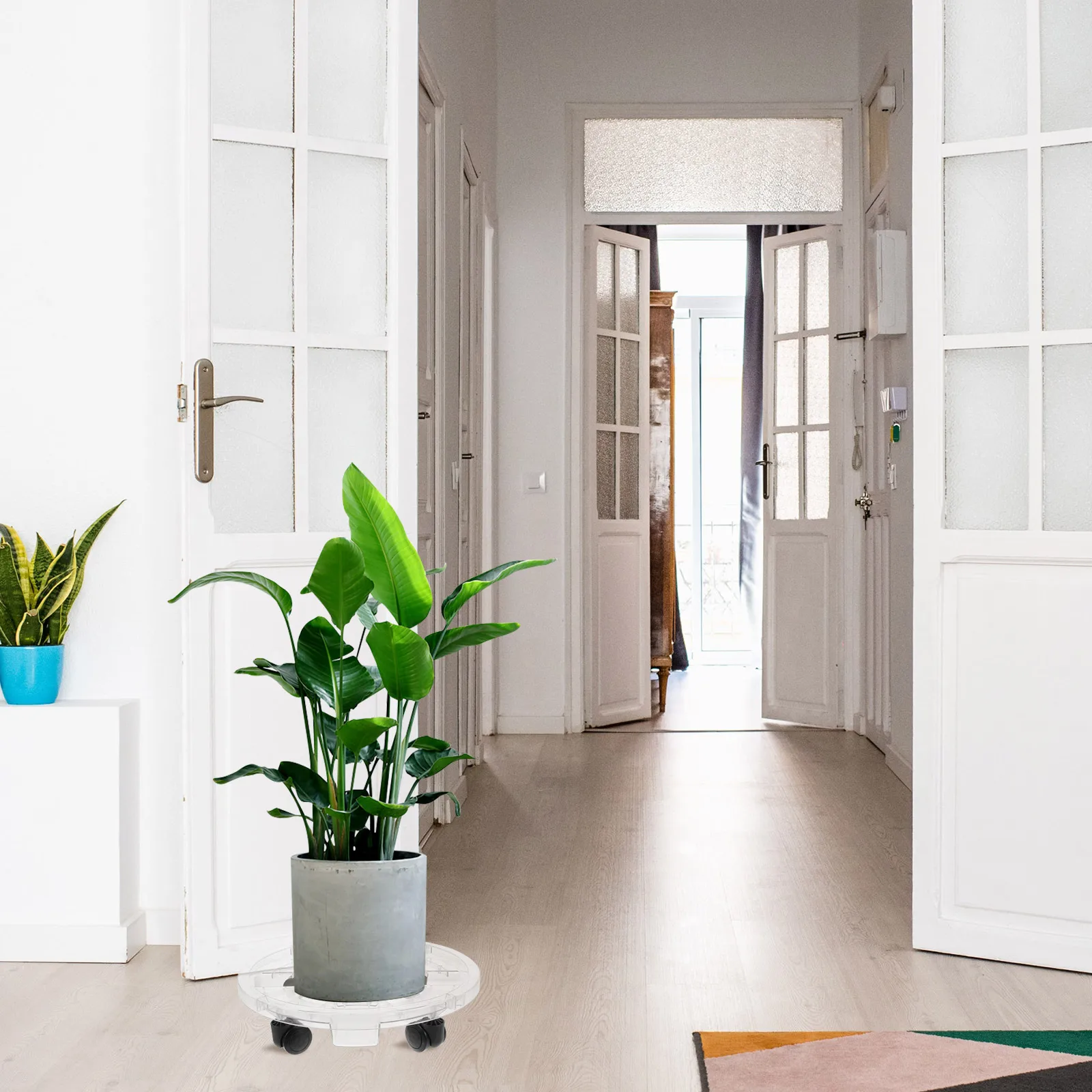 

Movable Flower Pot Tray Plastic Flowerpot Base Plant Stand Rolling Planter Base Indoor Pot Holder Under Plant Tray