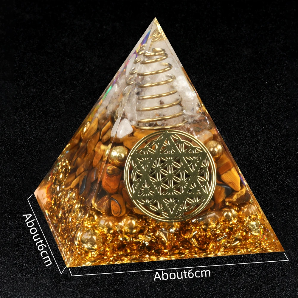 6cm Natural Crystal Pyramid Energy Natural Amethyst Reiki Healing Crystal Chakra Resin Pyramid Meditation Tool Home Decoration
