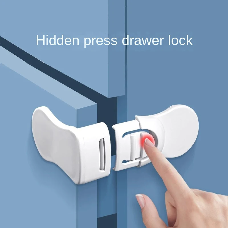 Baby Safety Locks Home Drawer Lock Anti-Pinching Hand Cabinet Refrigerator Lock Buckle Children Protection White Drawer Locks