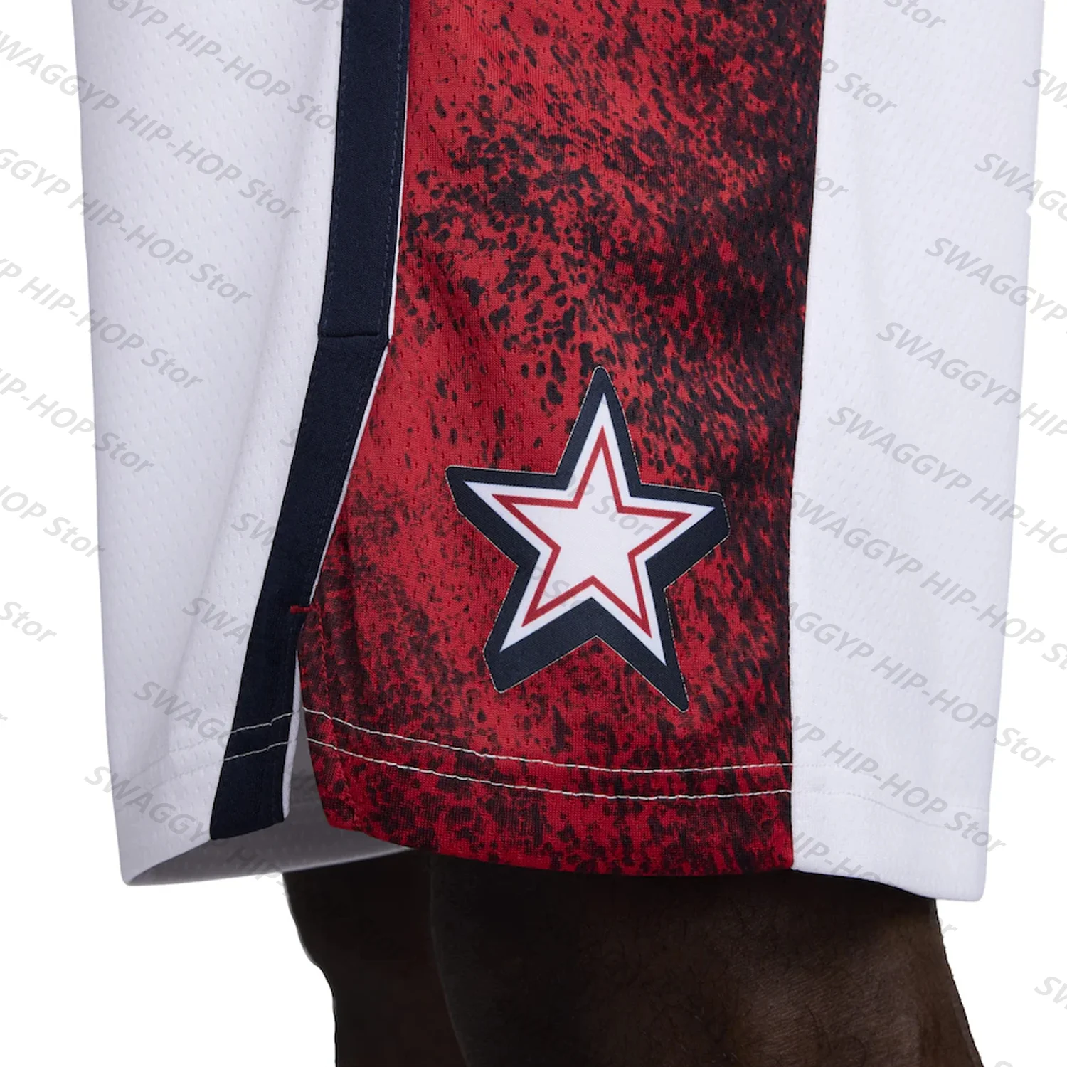 USA Basketball 2024 Summer Swingman Shorts-Blue Star Style Classic Vintage Unisex US National Team loose Pants-White Kids/Adults