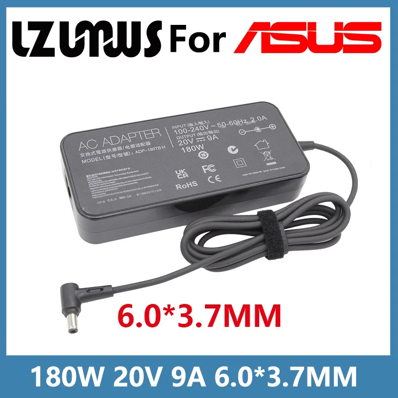Carregador de Notebook 20V 9A 180W 6.0*3.7MM Adaptador de Energia para Laptop Compatível com Asus K42F K42J K42 K43E K43S K43 K45A K45V K45