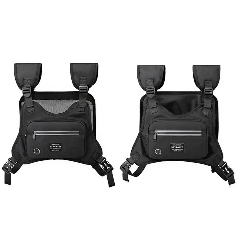 

Reflective Running Vest Bag Breathable Streetwear Climbing Backpack Casual Large Capacity Front Chest Pack Cycling