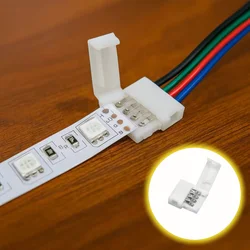 10pcs LED Strip Connector 8mm 10mm 2 Pin 4 Pin 3528 5050 RGB Single Color Solderless PCB Board Wire Free Welding Connectors
