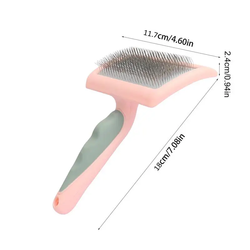 Spazzola per toelettatura per cani Spazzola per depilazione galleggiante lunga con denti curvi Fornitura di pettini per toelettatura leggeri per cuccioli di animali domestici