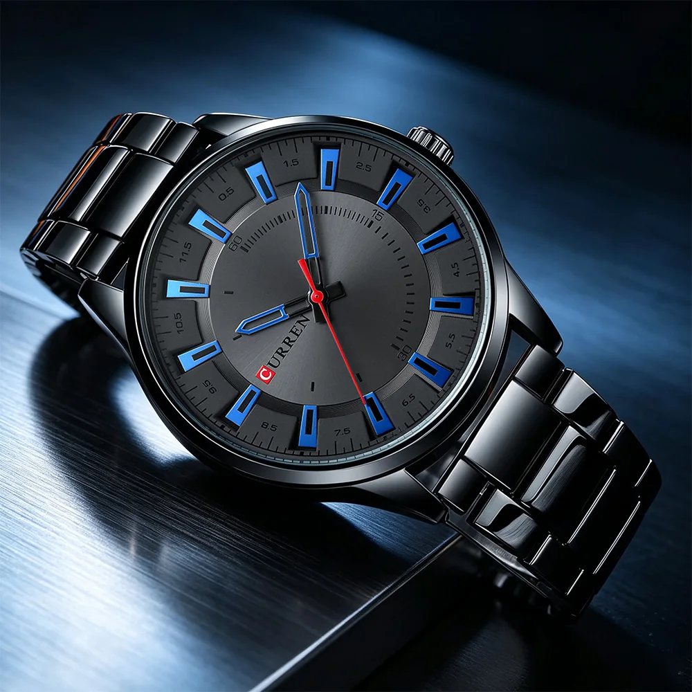 CURREN 2021New Superior Brand Fashion Simple Style Men's Quartz Wristwatch Stainless Steel Band Men's Watch  Casual Luxury Clock