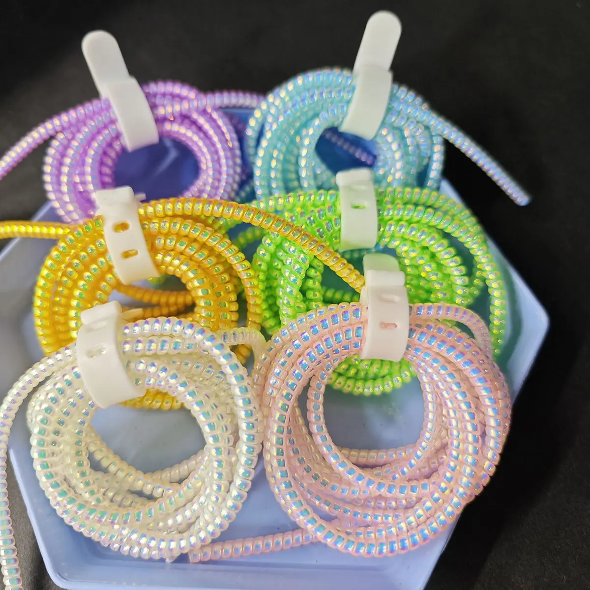 Neue 1,4 m Beschichtung Farbe TPU Spirale USB Ladekabel Schutz für iPhone Samsung Huawei Kopfhörer Kabel leitung Schutz – Detail 4