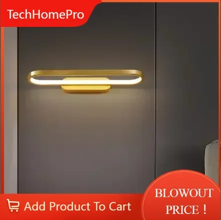 TechHPLED Wall Lamp Bedroom Bedside Lights Living Room Golden Brass Wall Light For Corridor Aisle Balcony Modern Sconce Lamp