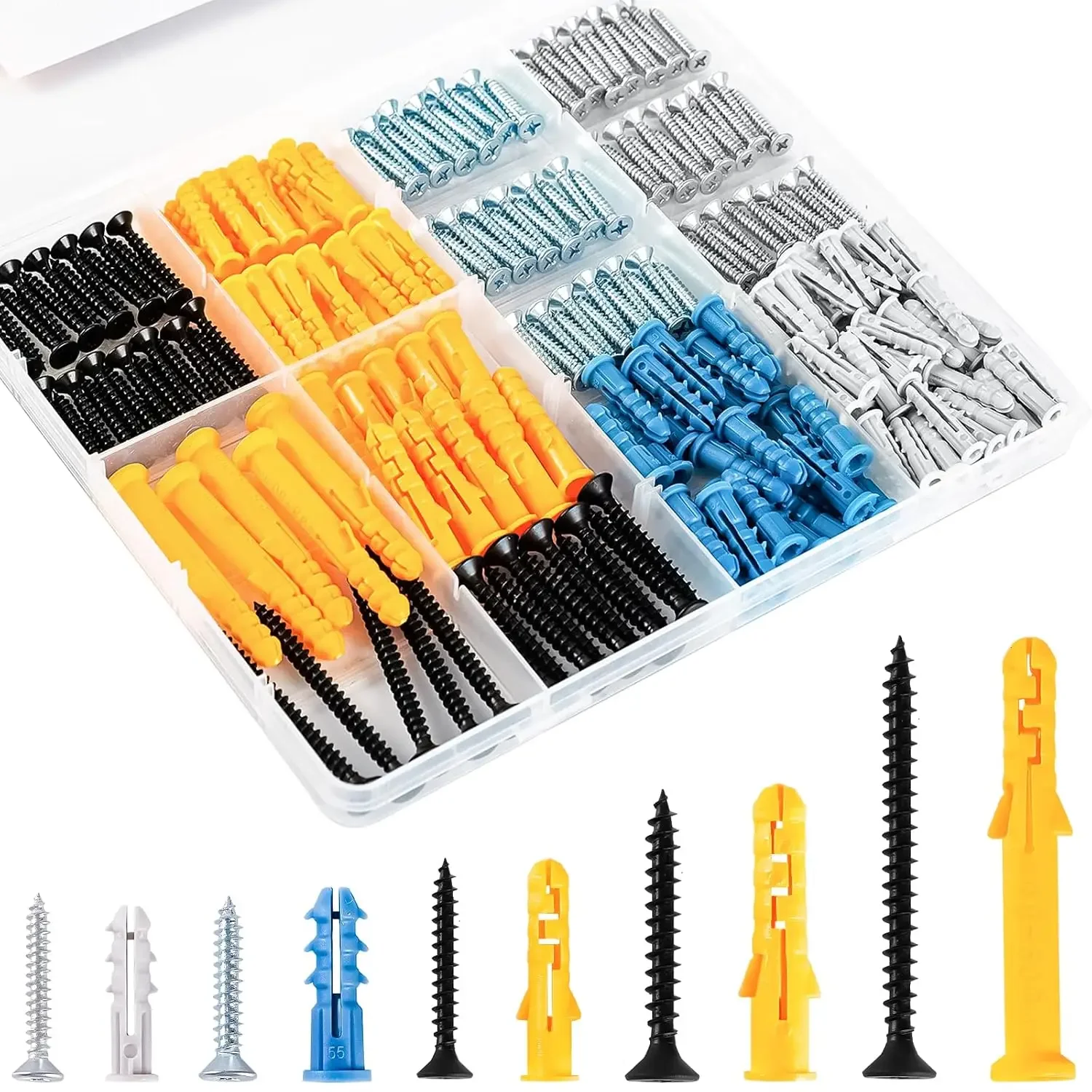 270Pcs Wall Anchor Kit for Home Improvement and Decor, Replace Picture Hanging Nails with Drywall Anchors for Framing Canvas, Picture Hangers and Screws Sorting Kit, Concrete and Drywall
