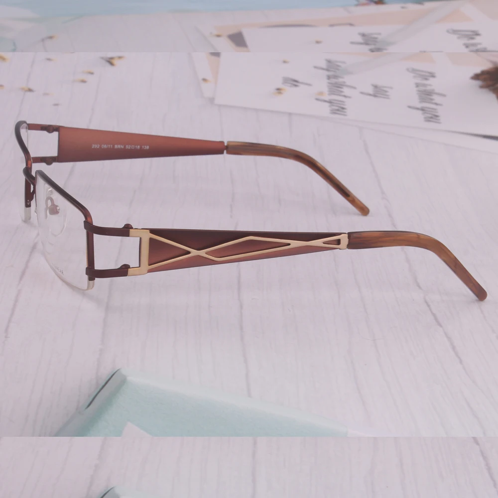 

High-End Geometric Semi-Rimless Glasses man 3D Diamond Triangle Pattern Frame Business Casual Unisex Eyewear | Black Brown Gol