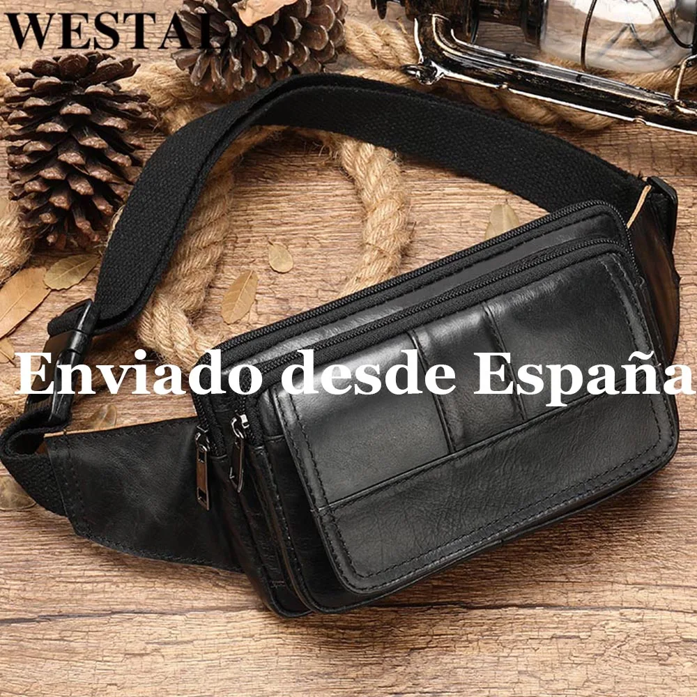 

WESTAL Male Fanny Pack Men's Waist Bag Genuine Leather Men's Belt Pouch Hip Bags Sport Phone Money Belt Bag Men Waist Packs 8966