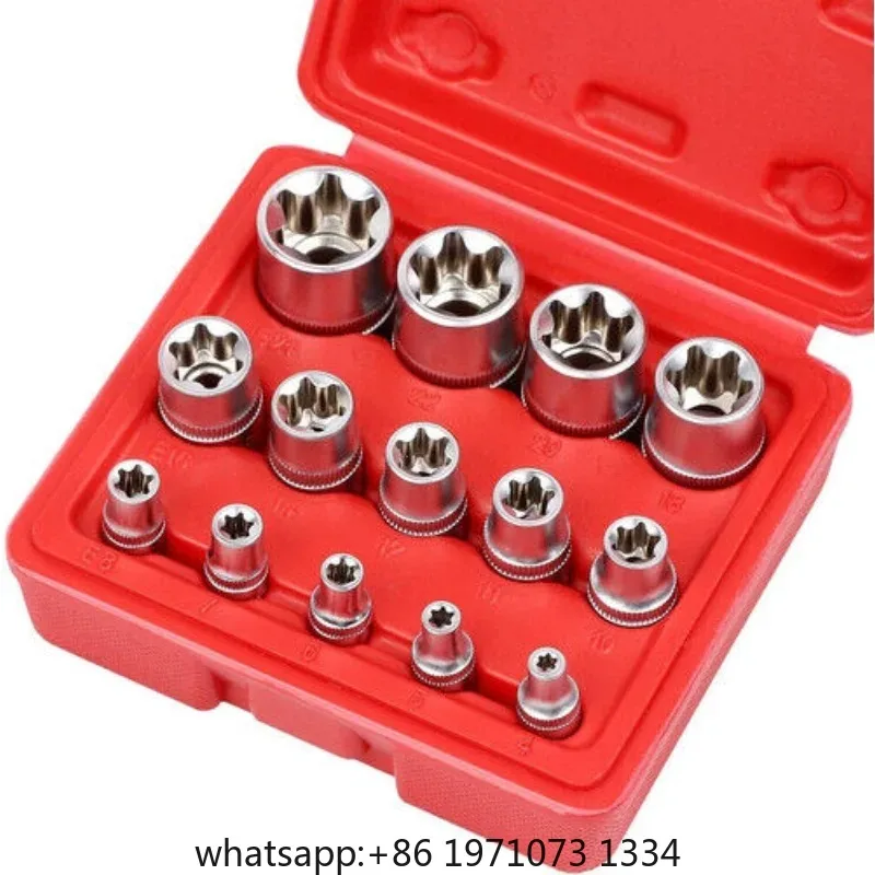 Набор торцевых головок E-Torx (14 шт.) с внешним шестигранником E4-E24, с кейсом