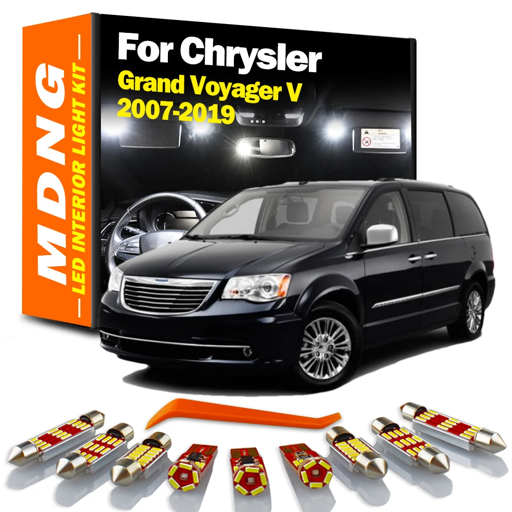 MDNG 12Pcs Canbus Interior LED Roof Map Trunk Light Kit For Chrysler Grand Voyager V 2007-2014 2015 2016 2017 2018 2019 Car Bulb