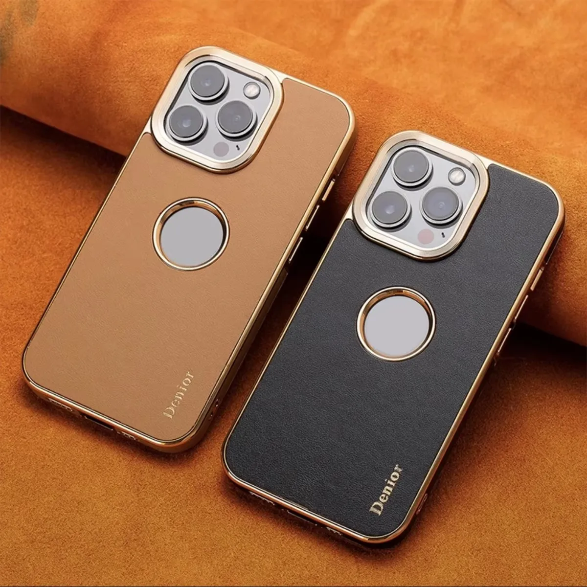 

Phone case For iPhone 16 12 13 14 15 Pro Max Plus Luxury Business Cowhide Plating For iPhone 15 Pro Max Plain Leather Shockproof