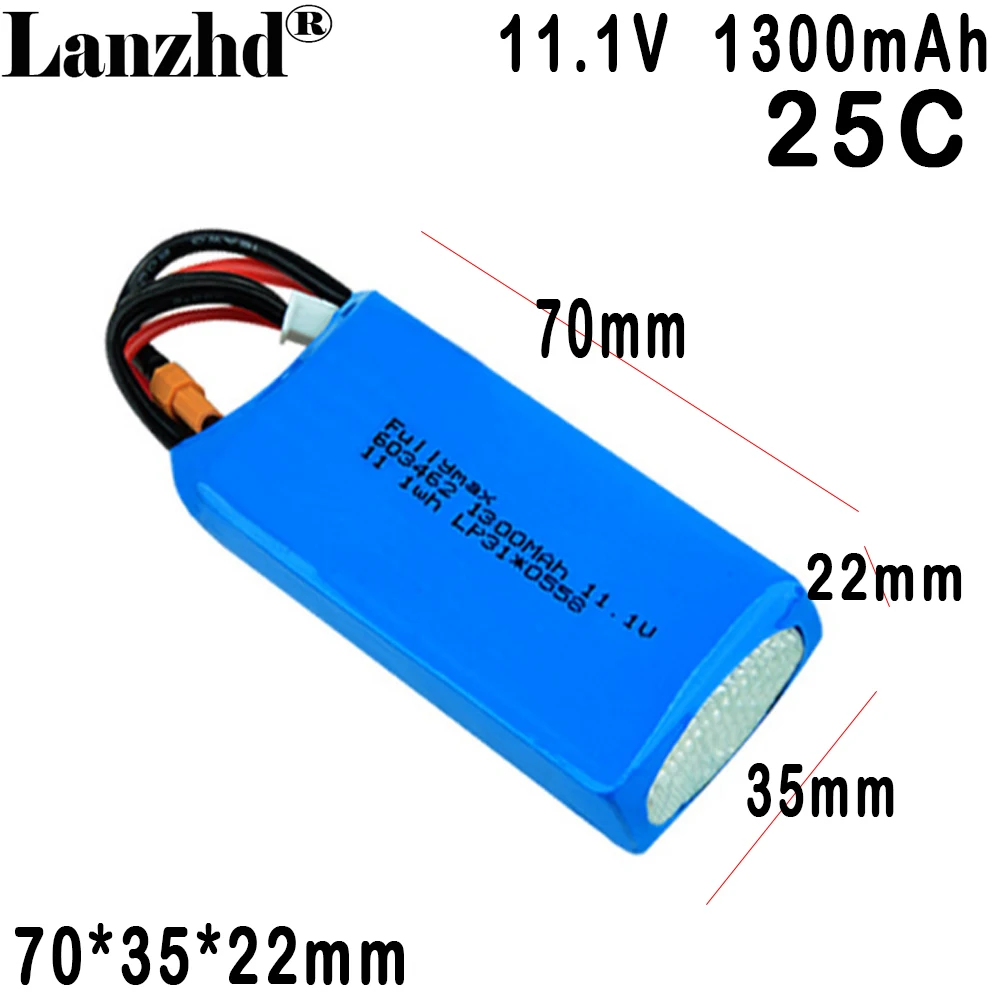 

11.1v 1300mah 25C Battery for XK X450 FPV RC Airplane Fixed Wing 3S 11.1V Lipo Battery LIPO Electric RC Toys Battery