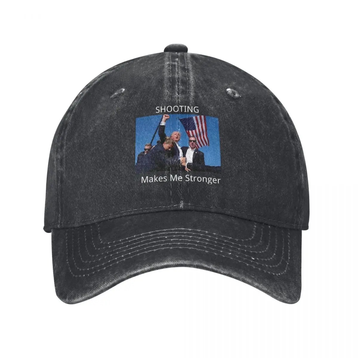 Trump SHOOTING Washed Baseball Cap MAKES ME STRONGER Vintage Hip Hop Dad Hats Summer Men Women Outdoor Sun Design Baseball Caps