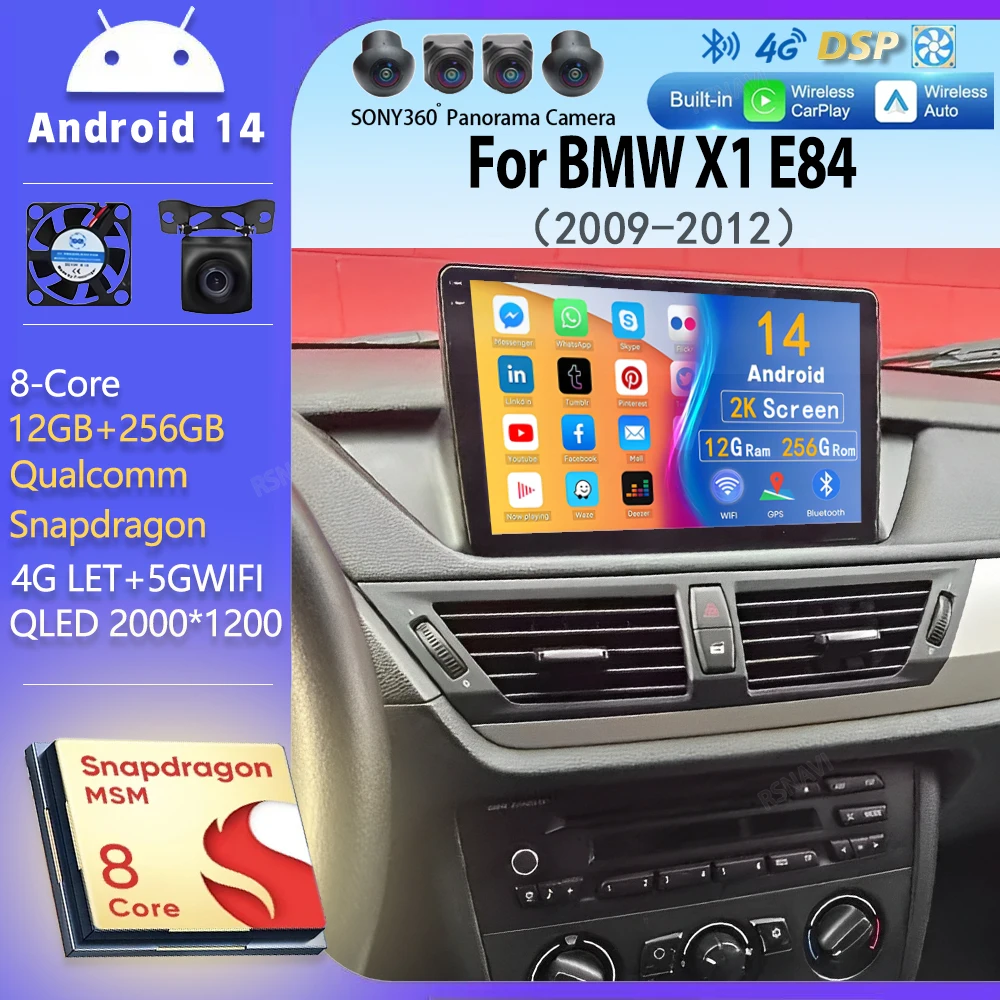 

Android 14 For BMW X1 E84 2009 - 2012 2K WIFI Auto Car Radio Multimedia Video Player GPS BT CarPlay Head Unit 4G Navigation DVD