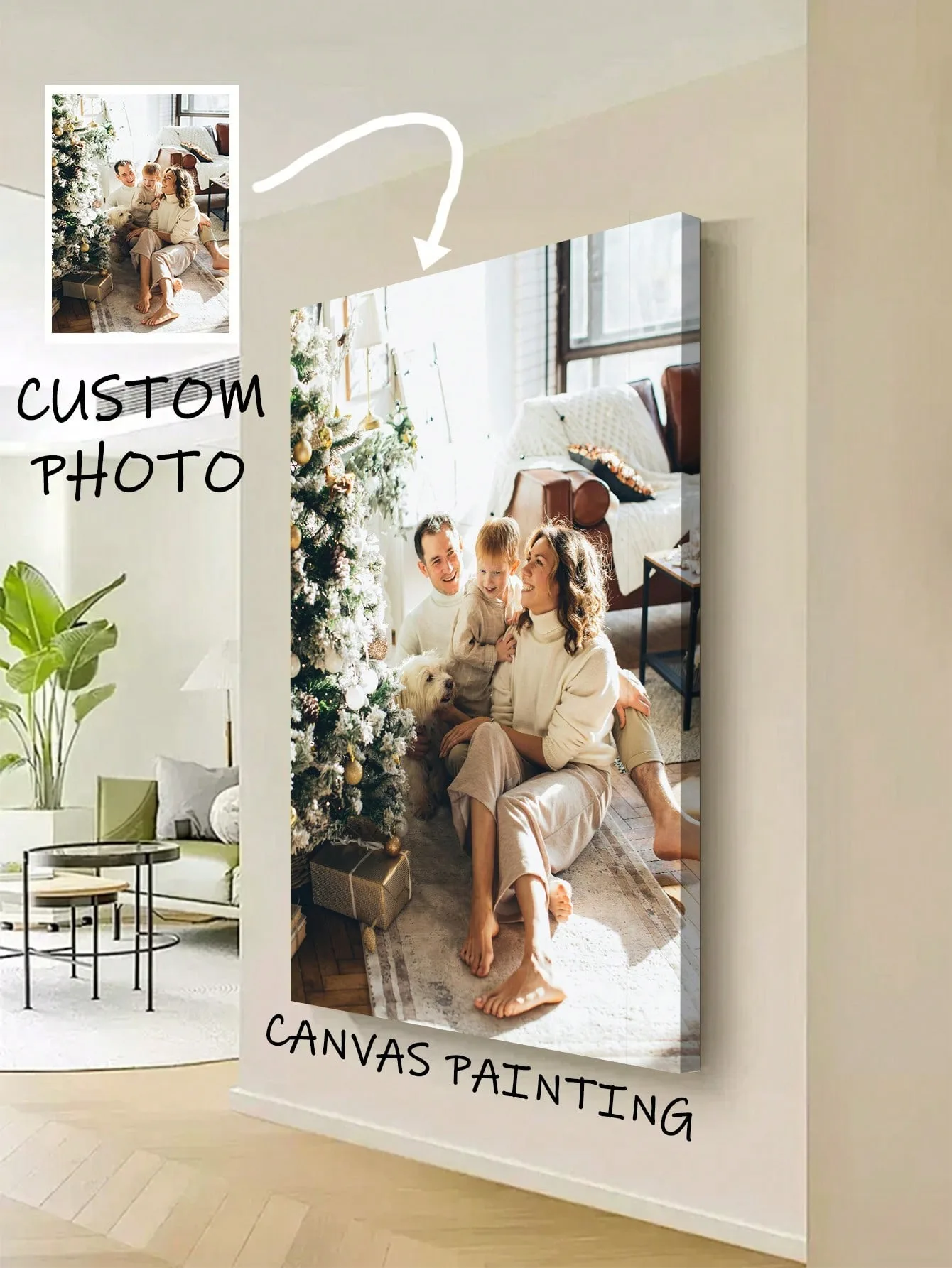 1 Pc Customized Photos on Canvas with DIY Wood Frame or frameless poster,Personalized Custom Photos for Your Lover，Custom Poste