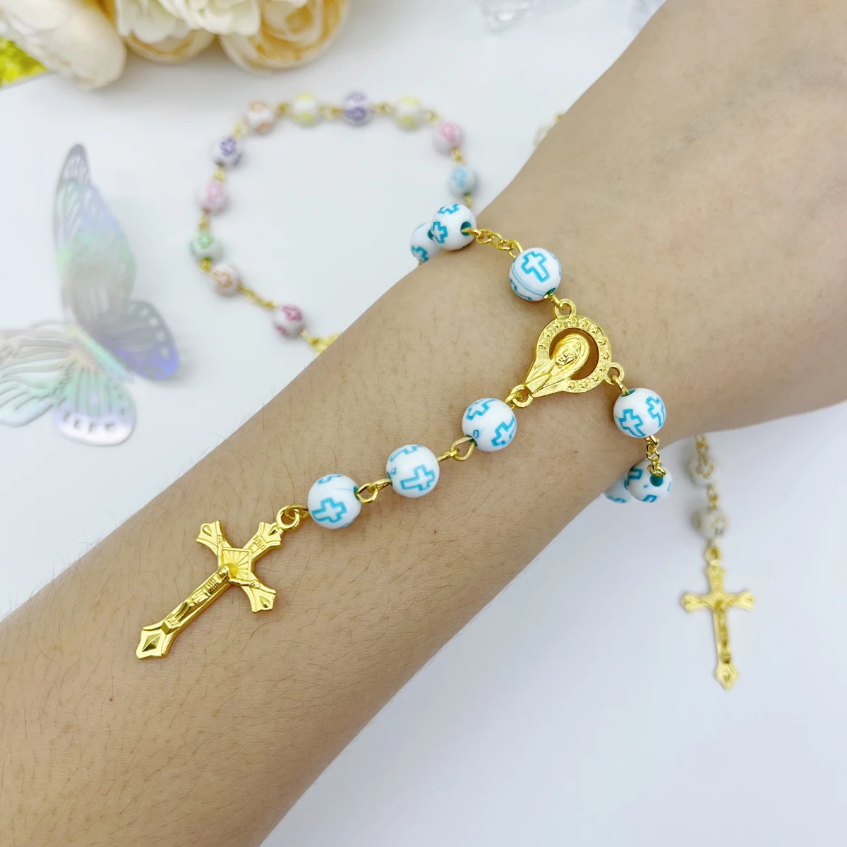 12 Pcs Car Cross Hand Rosary Hot Stamping Cross Bracelet Suitable for  Ceremony  Anniversary Celebration Welfare