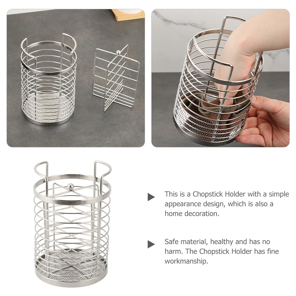 

Rotatable Chopstick Holder Stainless Steel Utensil Cage Draining Basket Kitchen Tool Multi Hole Design Storage Solution For