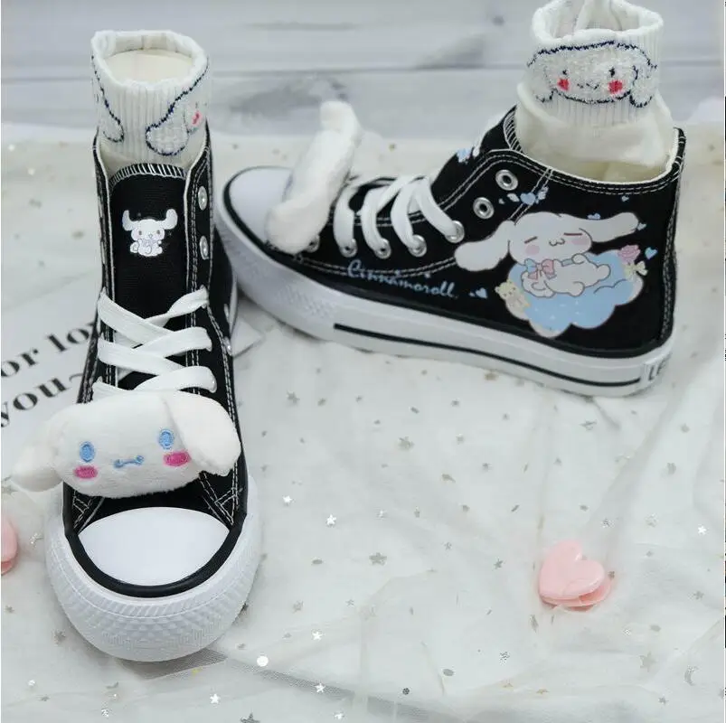 Sanrio Cinnamoroll Original Laurel Dog High Top Canvas Shoes Japanese Female Harajuku Style Female Student Canvas Shoes Women