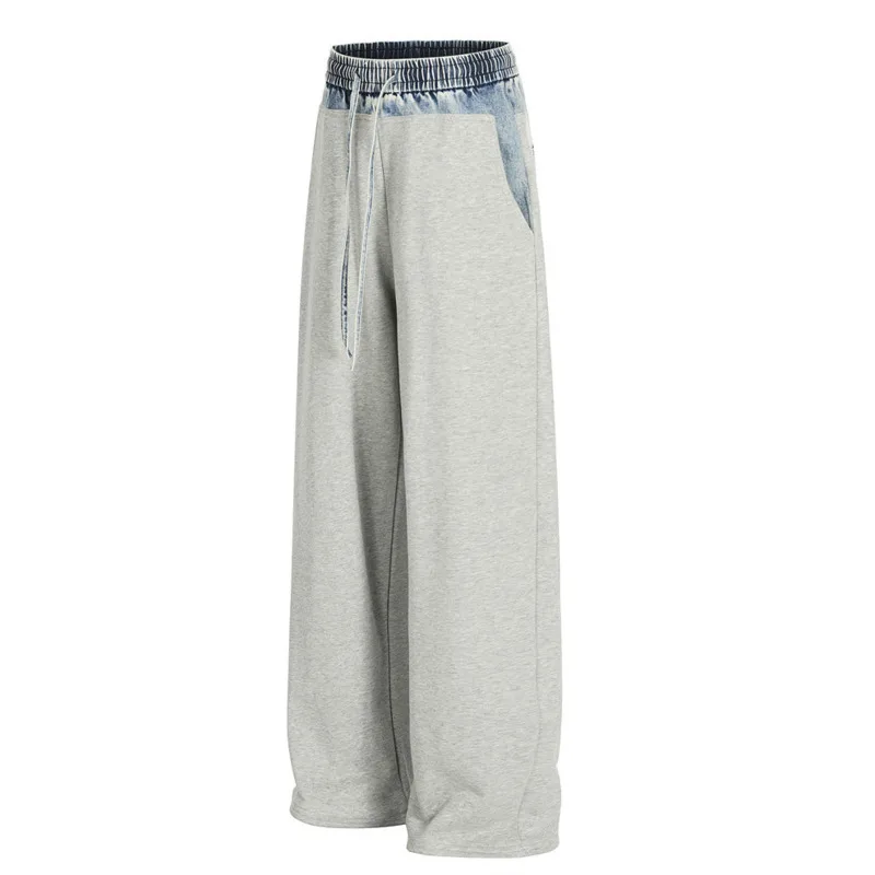 أزياء رجالية فضفاضة بجيوب متباينة غير رسمية مع تصميم فريد من نوعه، بنطال دينم مستقيم الساق ديناميكي ومتعدد الاستخدامات #4