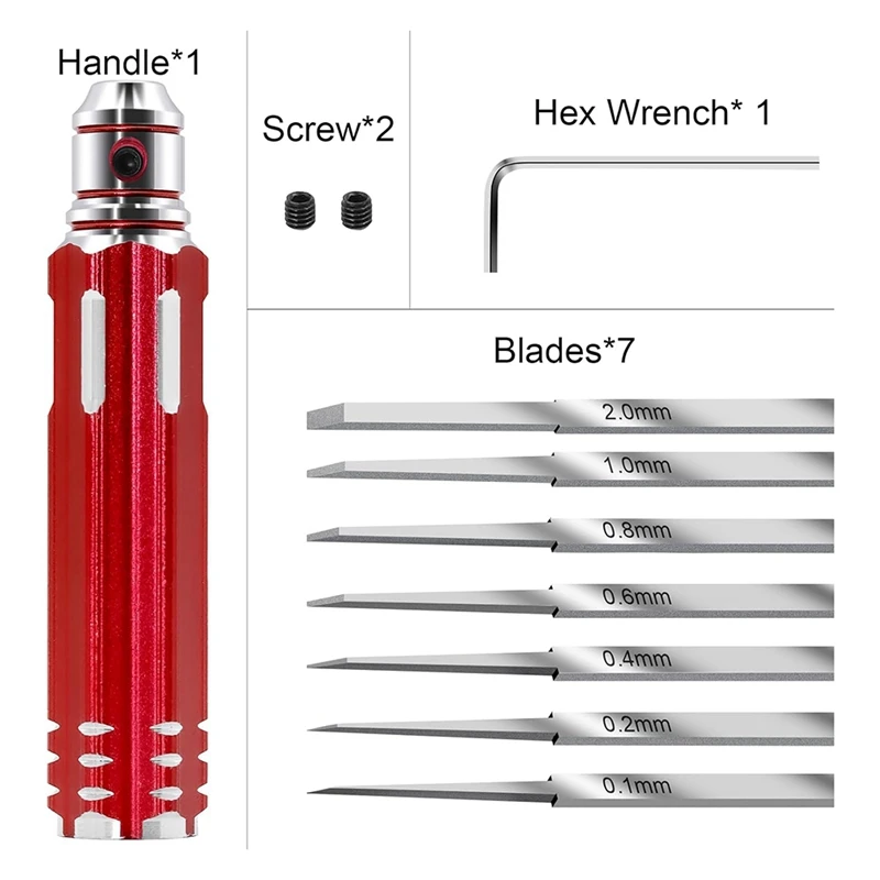 Prime Model Scriber Gundam, With 7 Blades (0.1/0.2/0.4/0.6/0.8/1.0/2.0Mm),For Carving Cutting, Panel Line,Scale Model